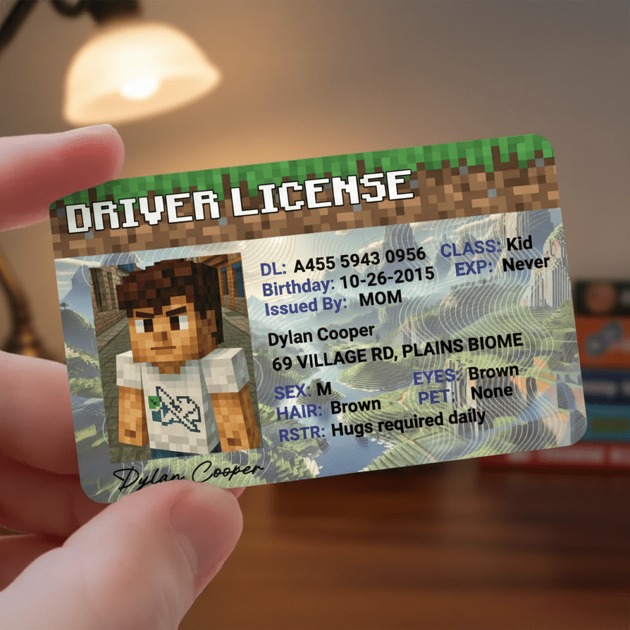 Minecraft-Inspired Driver License Metal Card